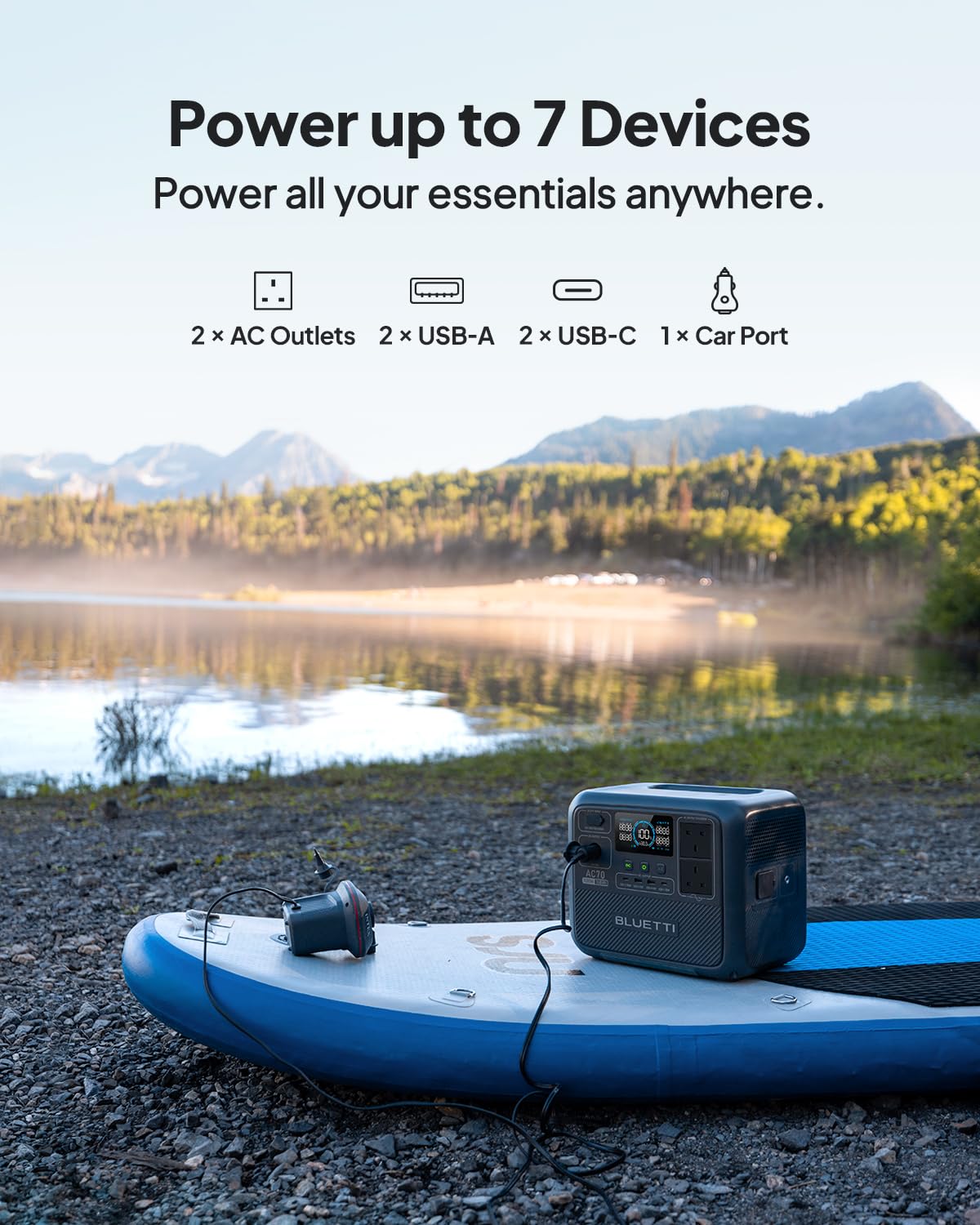 Bluetti AC70 Portable Power Station 768Wh Black