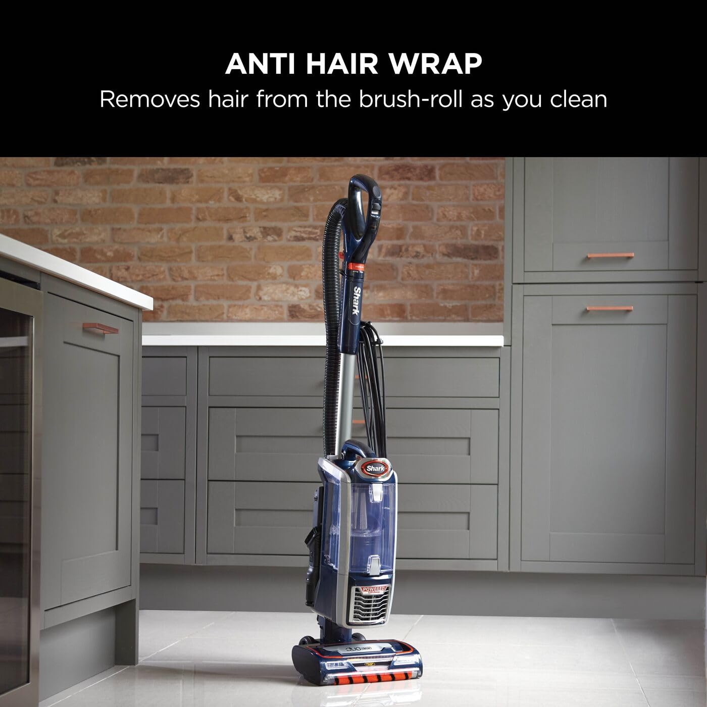 Shark Corded Upright Vacuum Cleaner,0.83L with Anti Hair Wrap Technology & DuoClean, Pet Model, Powered Lift-Away, LED Headlights, Anti-Allergen, 8m Cord, 750W, 3 Attachments, Navy/Orange, NZ801UKT