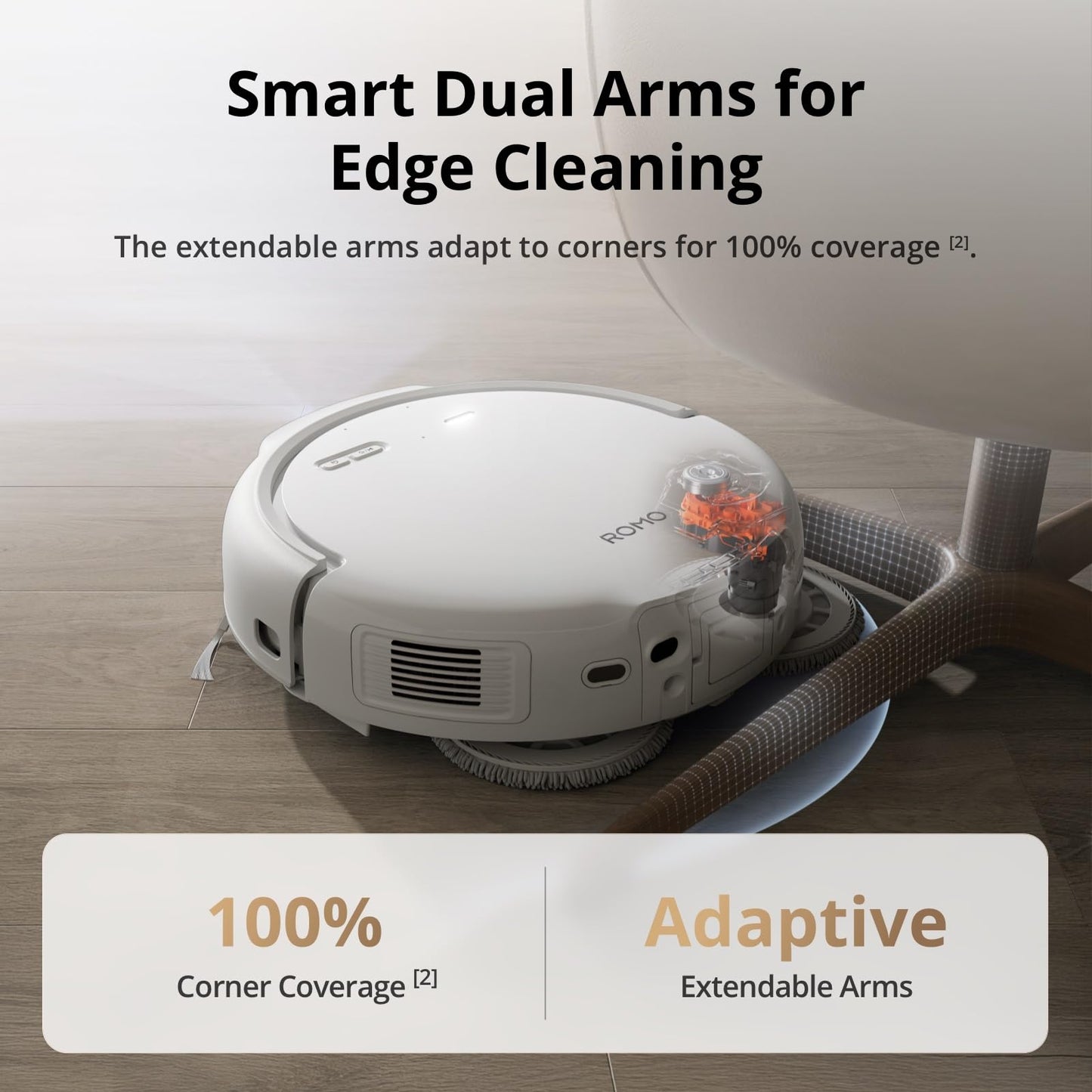DJI ROMO S Robot Vacuum Cleaner and Mop With 25,000 Pa Suction, Drone-Level Sensing, Dual Robotic Arms, 200-Day Maintenance-Free Operation, Anti-Tangle Roller Brush, Auto Mop Washing & Drying