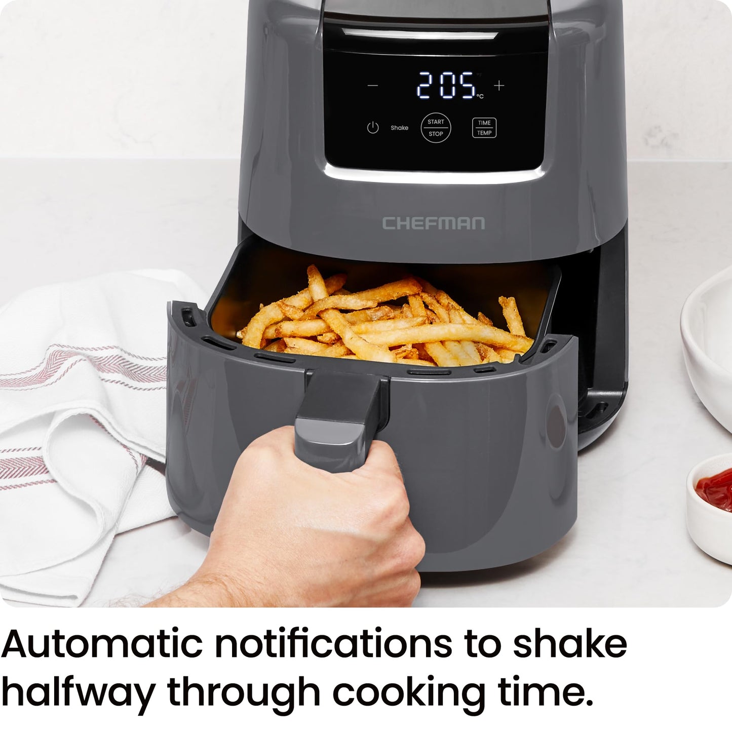 Chefman 2L Mini Air Fryer - Grey Compact Digital RJ38-2T
