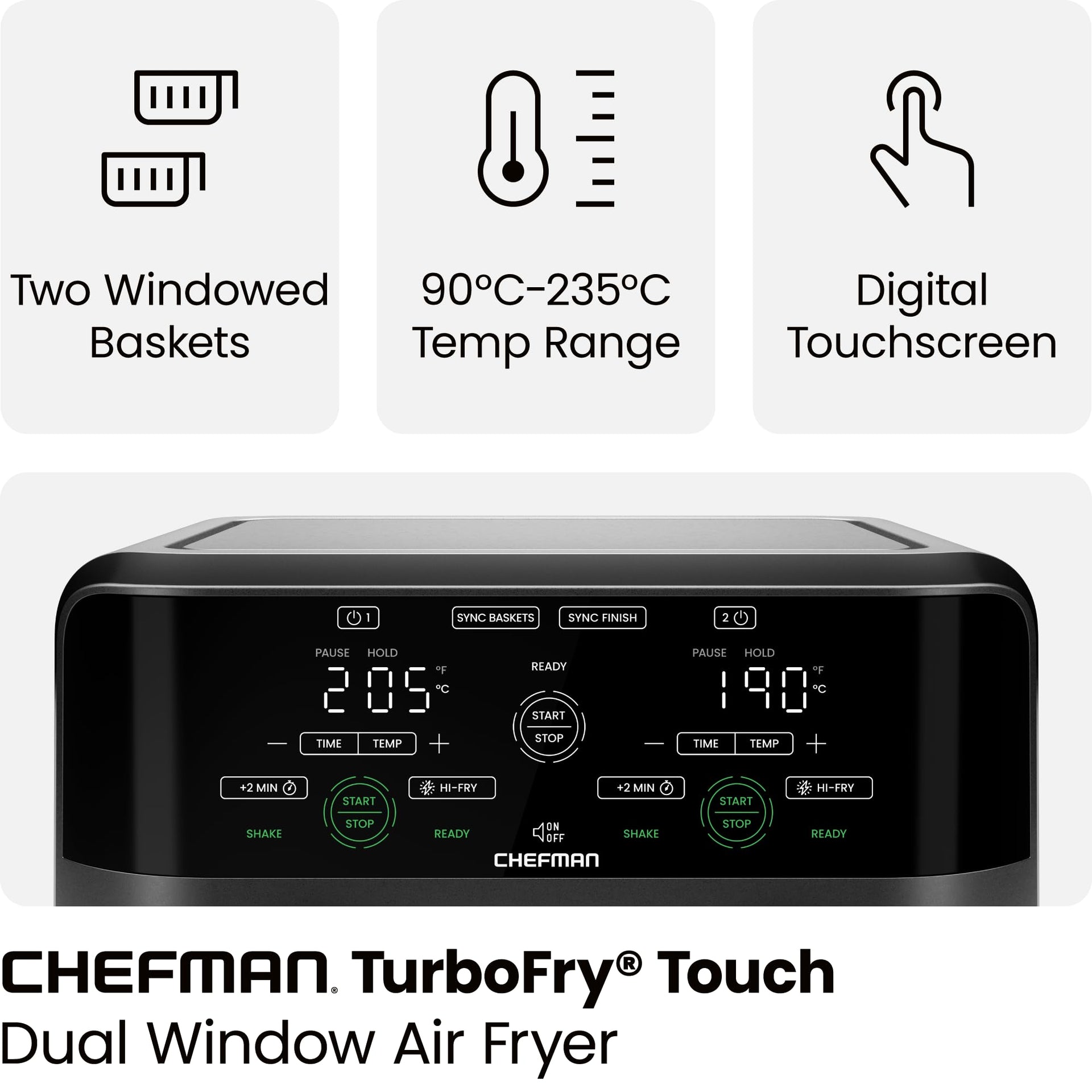 Chefman 5.6L Dual Air Fryer Oven - Black