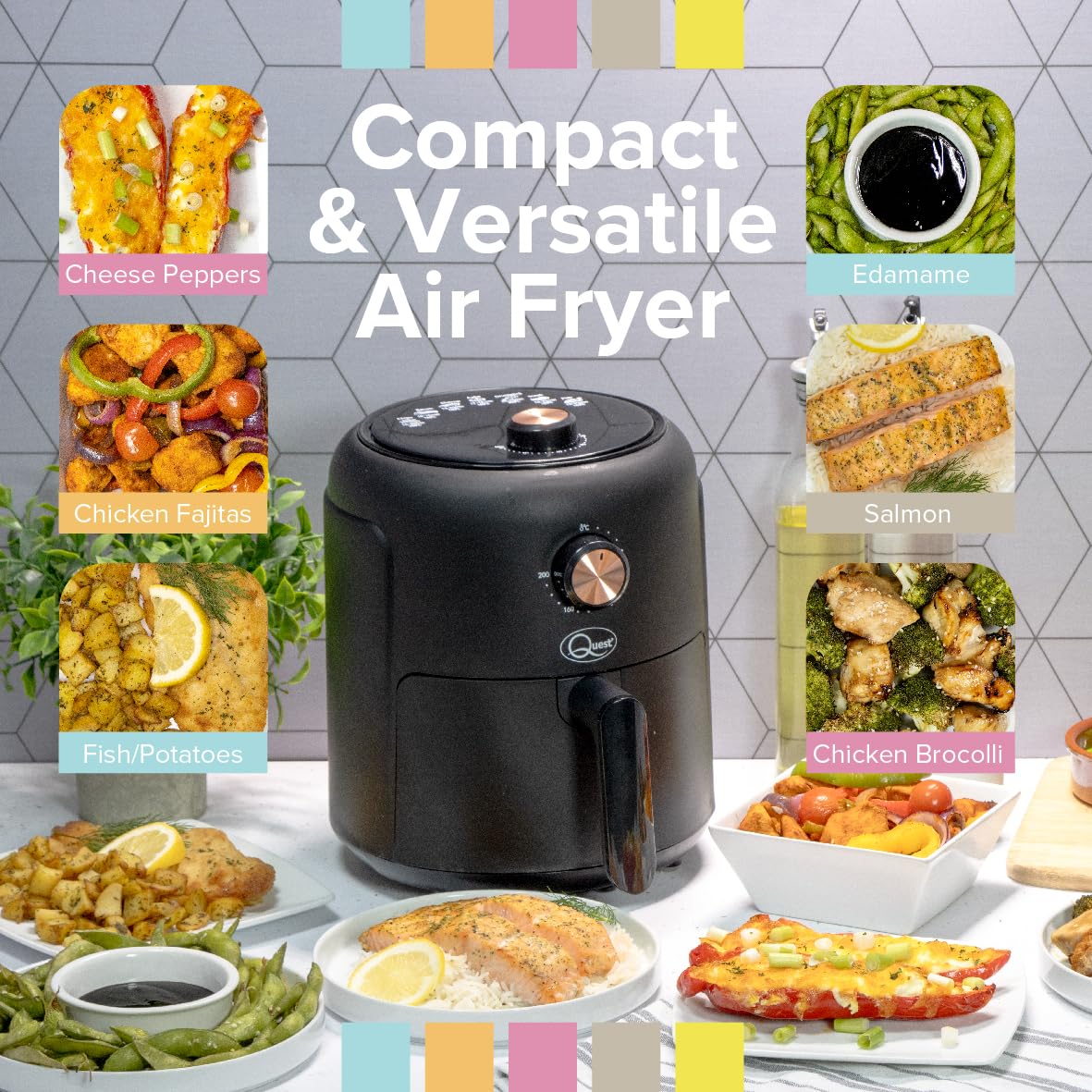 Quest 2.3L Compact Air Fryer - Black 1000W