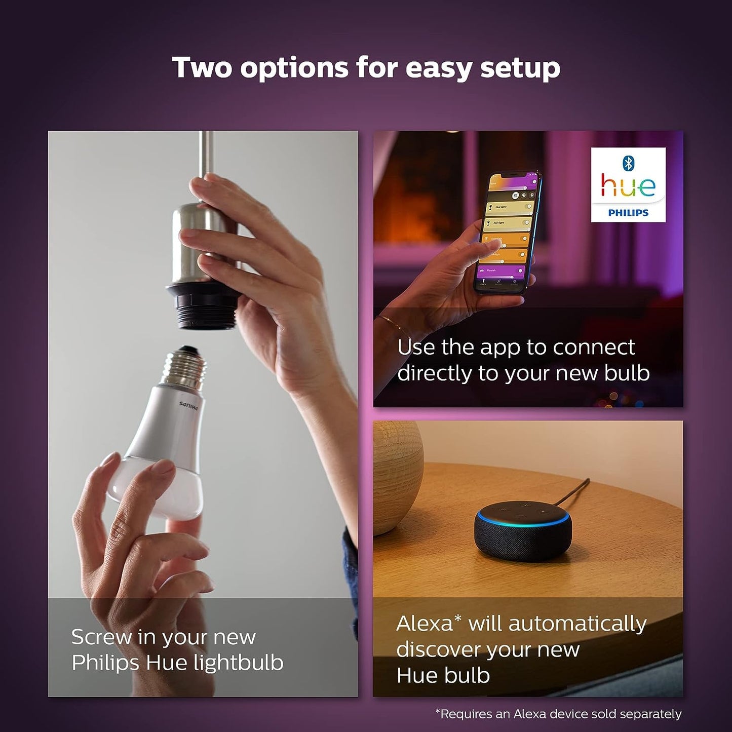 Philips Hue White & Colour Ambiance B22 Smart Bulb 4 Pack