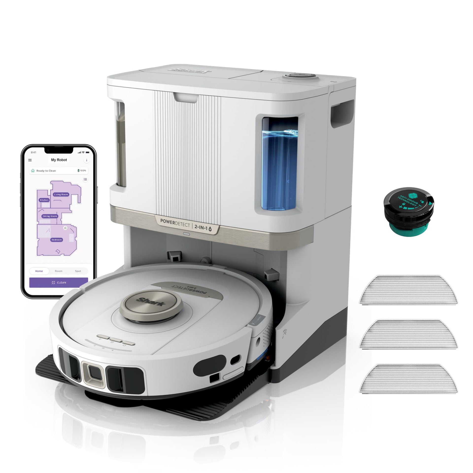 Shark PowerDetect Robot Vacuum and Mop - White