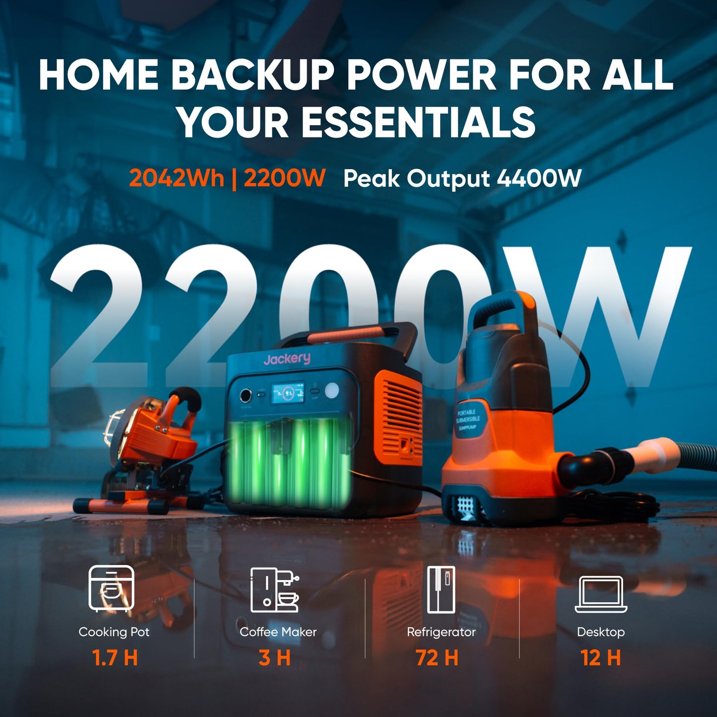 Jackery Solar Generator 2000 v2 2042Wh 2200W with 200W Panel