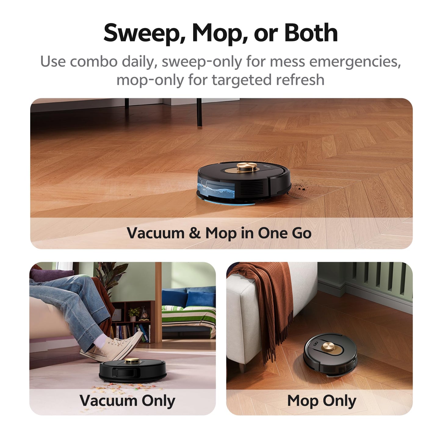 Vexilar Cleanova W9 Robot Vacuum and Mop - Black 8000Pa
