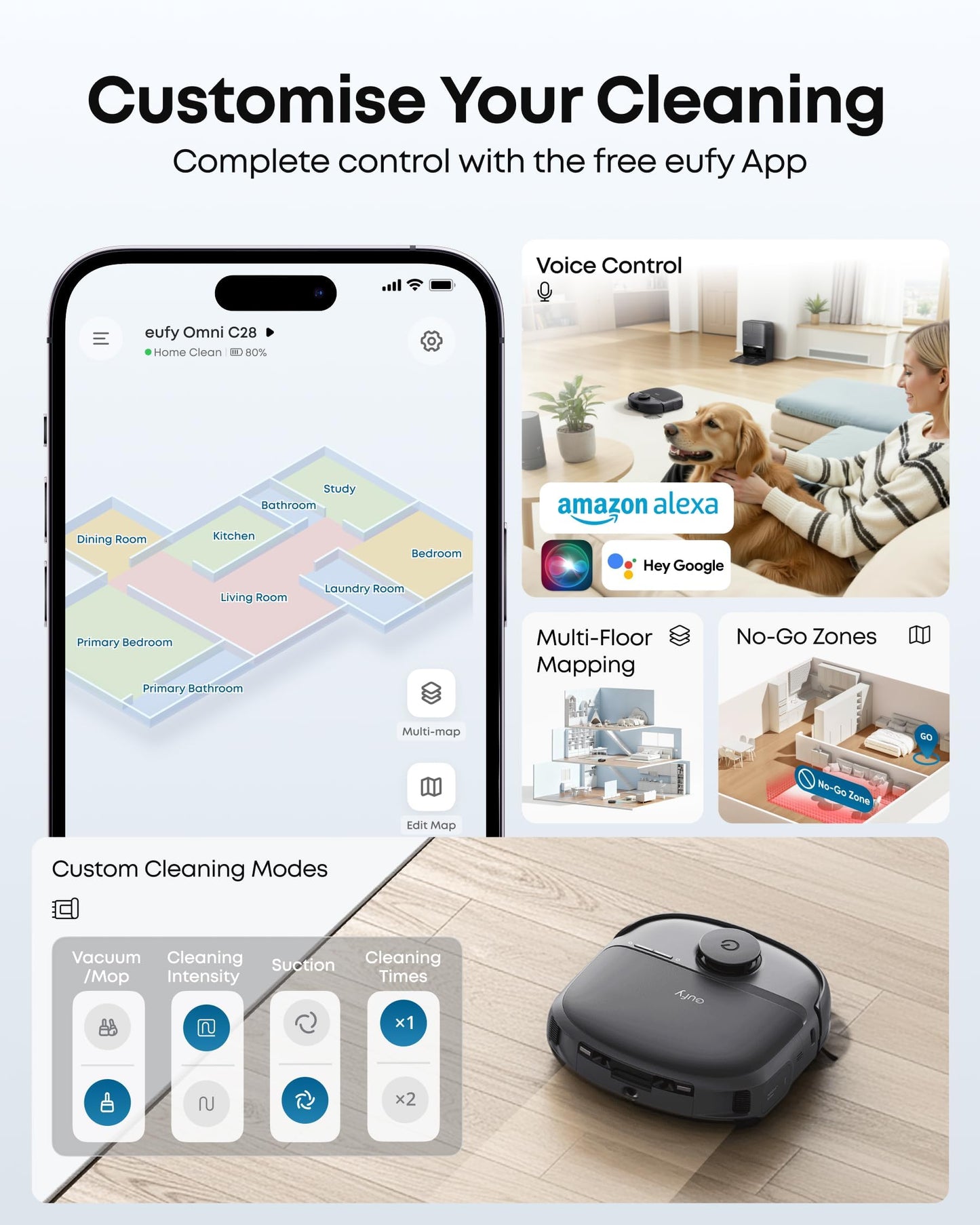 eufy C28 Omni Robot Vacuum and Mop - Black 15,000Pa