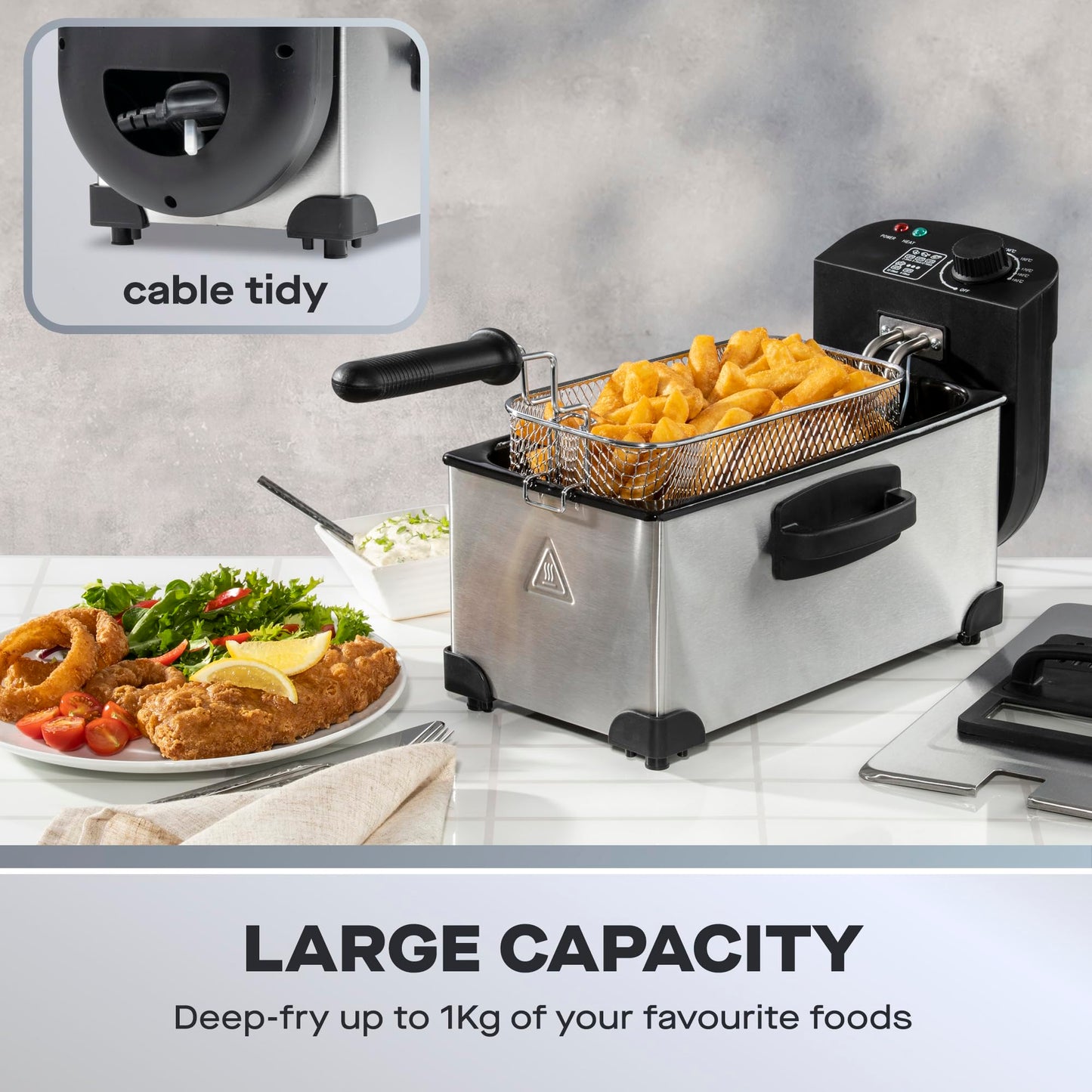 Daewoo SDA1550 3L Deep Fat Fryer 2000W - Silver