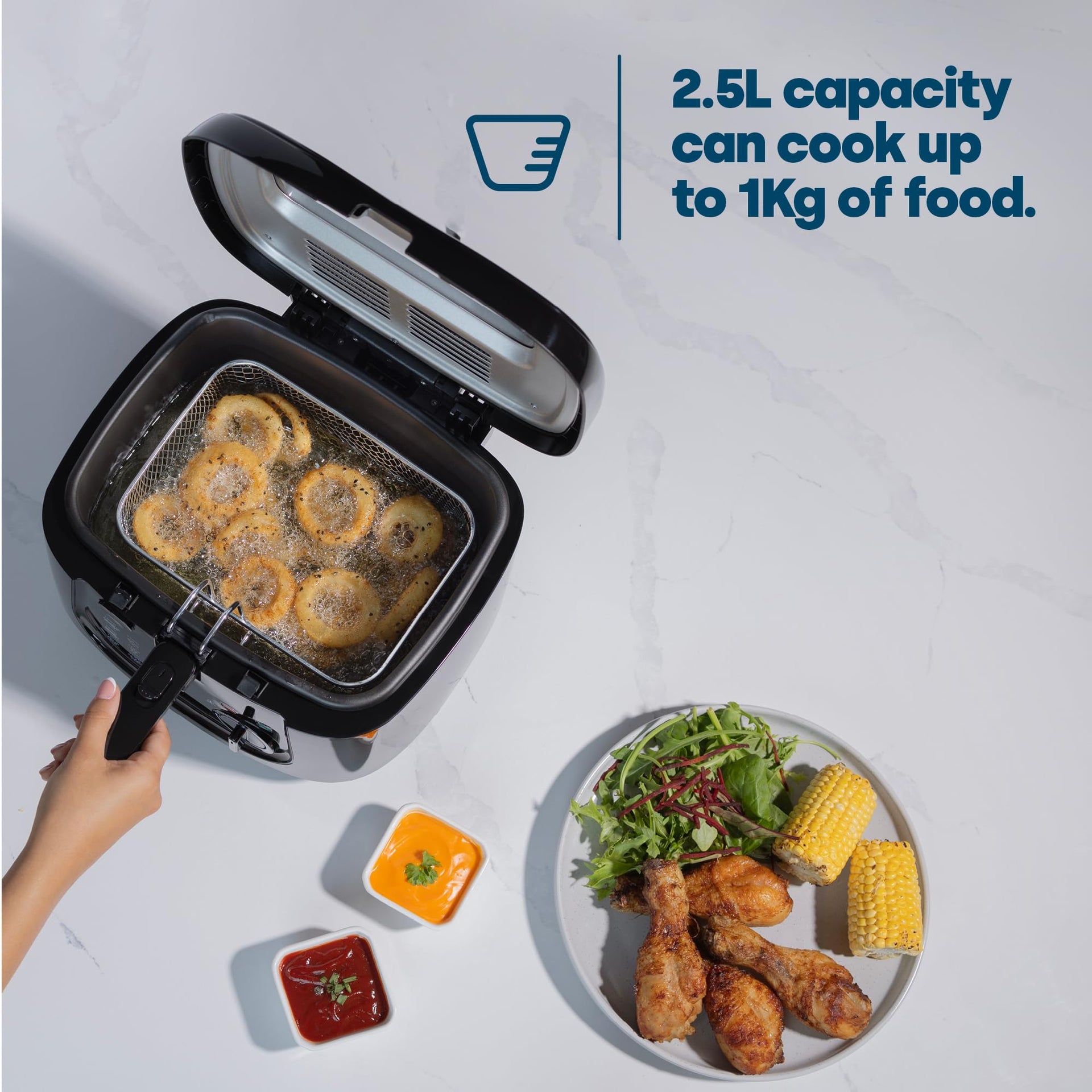 LIVIVO 2.5L Electric Deep Fat Fryer 1800W - Black