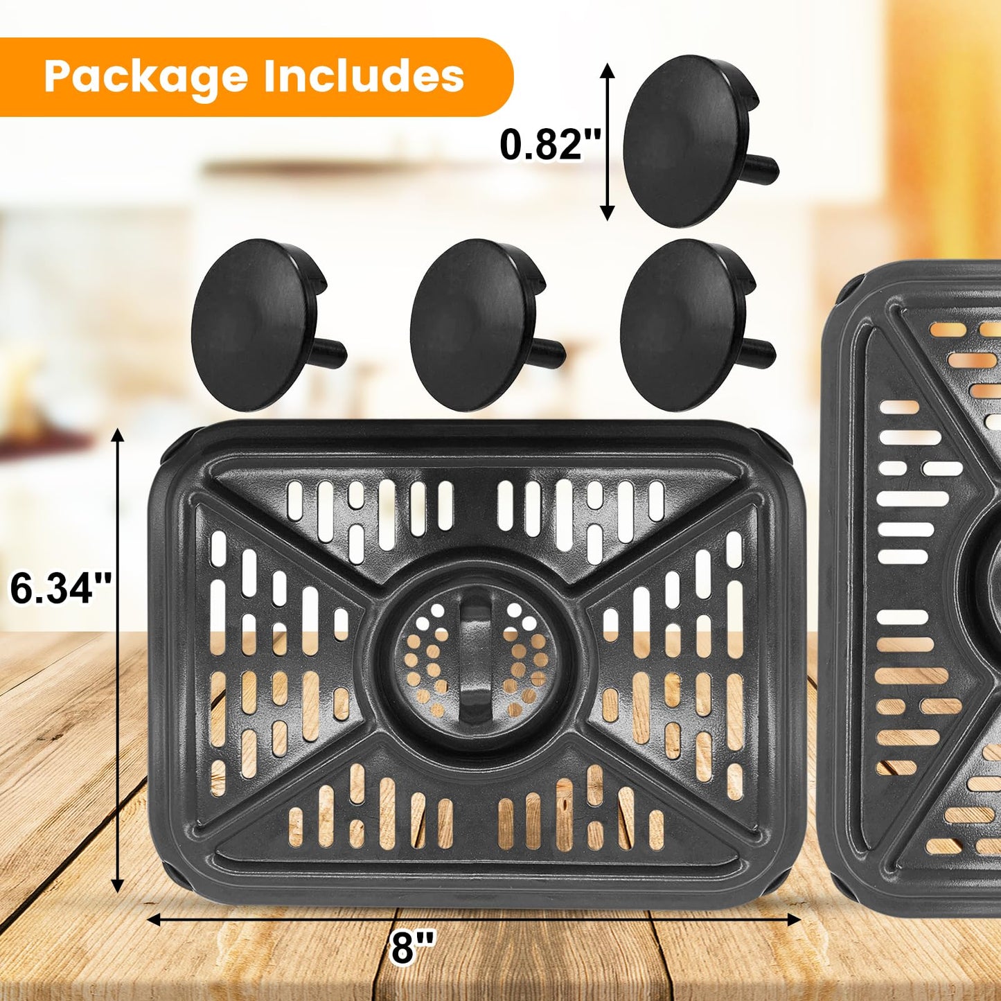 GWYXC 2 Pack Air Fryer Grill Pan for Ninja Foodi AF400UK 9.5L 6 in 1 DualZone 2 Drawers Air Fryer, Non-Stick Stainless Steel Replacement Crisper Plate Grill Tray Accessories, Dishwasher Safe