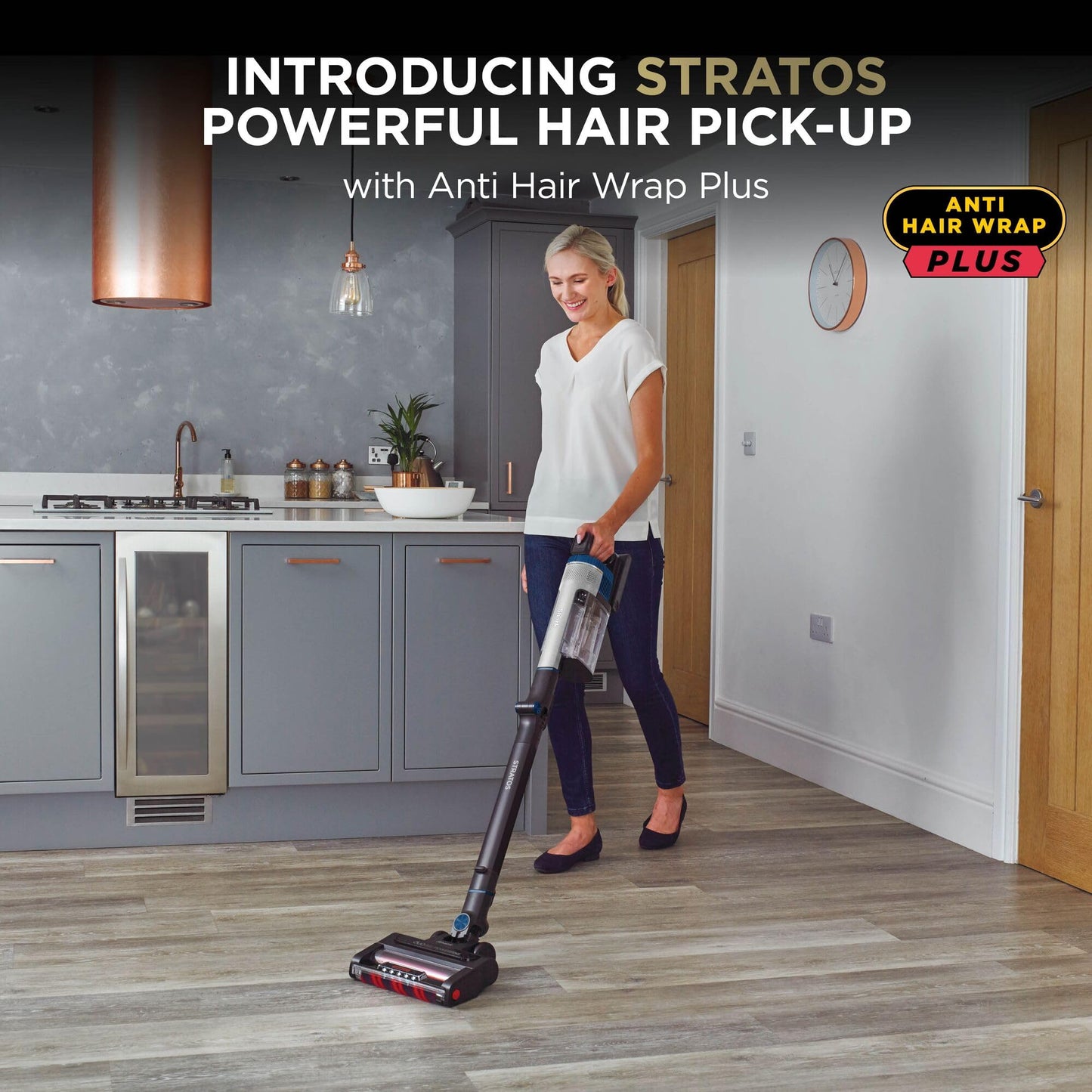 Shark Stratos Cordless Pet Pro Stick Vacuum Cleaner with Anti Hair Wrap Plus, Clean Sense IQ, DuoClean, 60min Run-Time, Removable Battery, 4 Tools, Anti-Allergen, White/Navy IZ402UKTSB