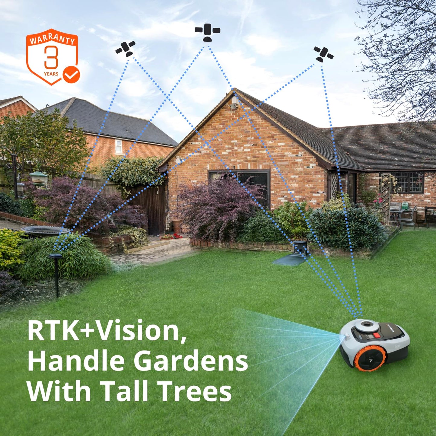 Segway Navimow i105E Robotic Lawn mower without Boundary, Rec. 500 m², Max. 600 m², EFLS 2.0 RTK + Vision Robot Lawnmower, AI Automatic Mapping, Virtual Limiting, Multi-Zone Management