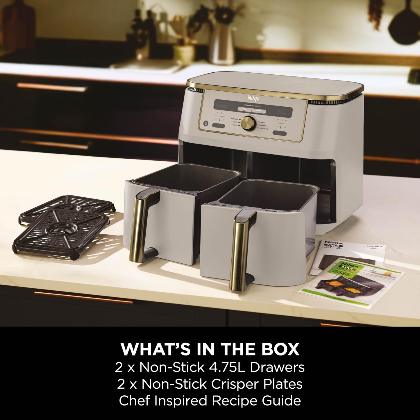 Ninja Foodi MAX Dual Zone Air Fryer 9.5L Stone Gold DZ400UK