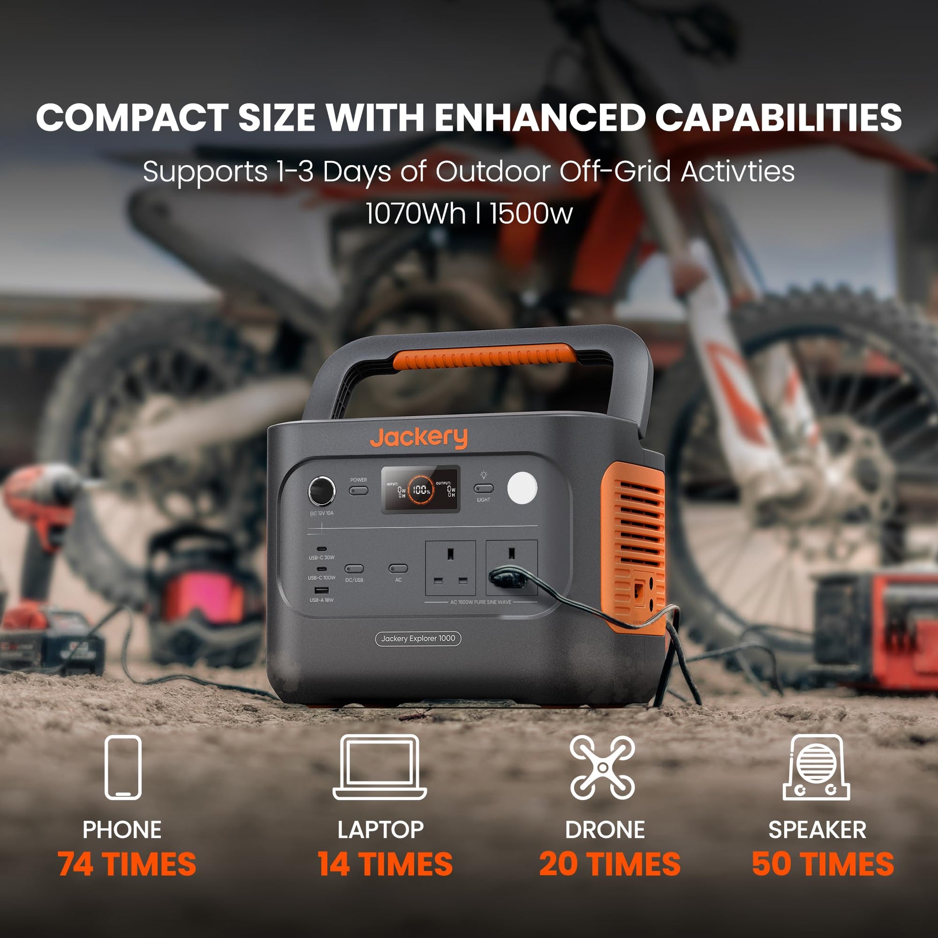 Jackery Explorer 1000 v2 Portable Power Station 1070Wh Orange