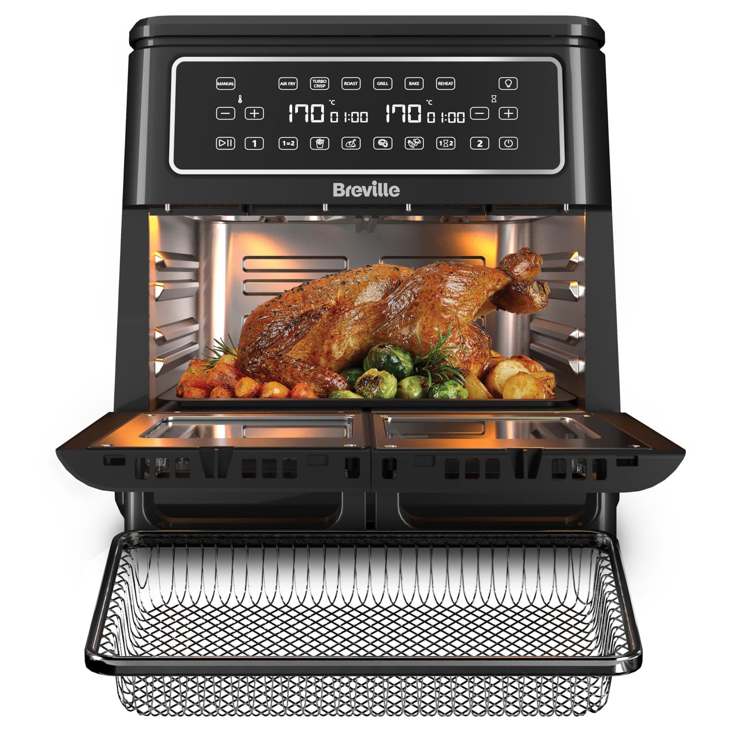 Breville Halo Flexi Dual Air Fryer Oven 11L 2400W Black
