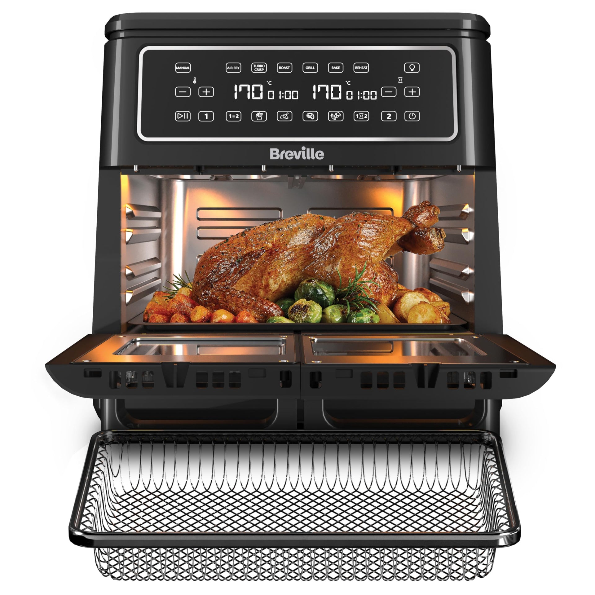 Breville Halo Flexi Dual Air Fryer Oven 11L 2400W Black