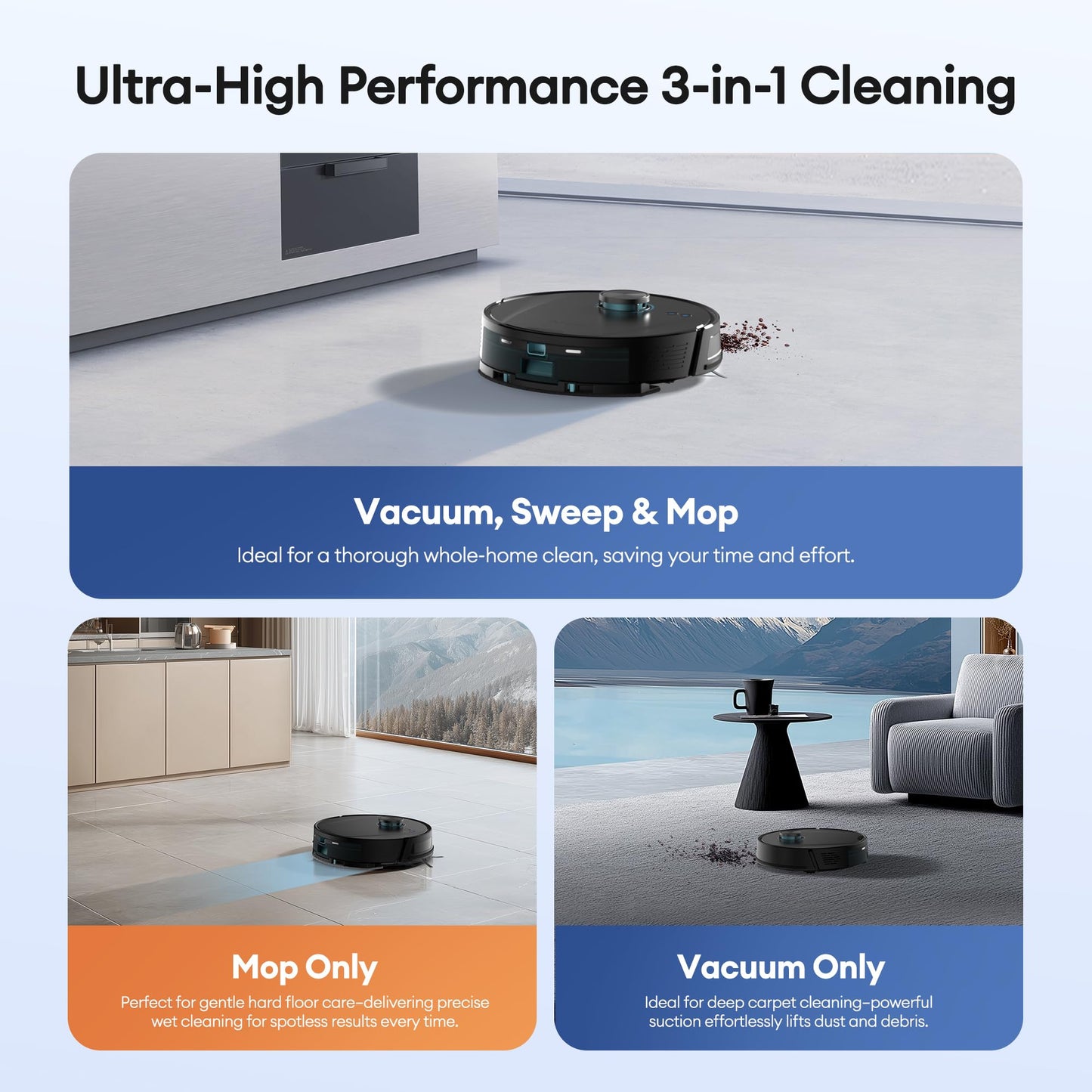 Ultenic T20 Pro Robot Vacuum and Mop with Self-Empty Station Black