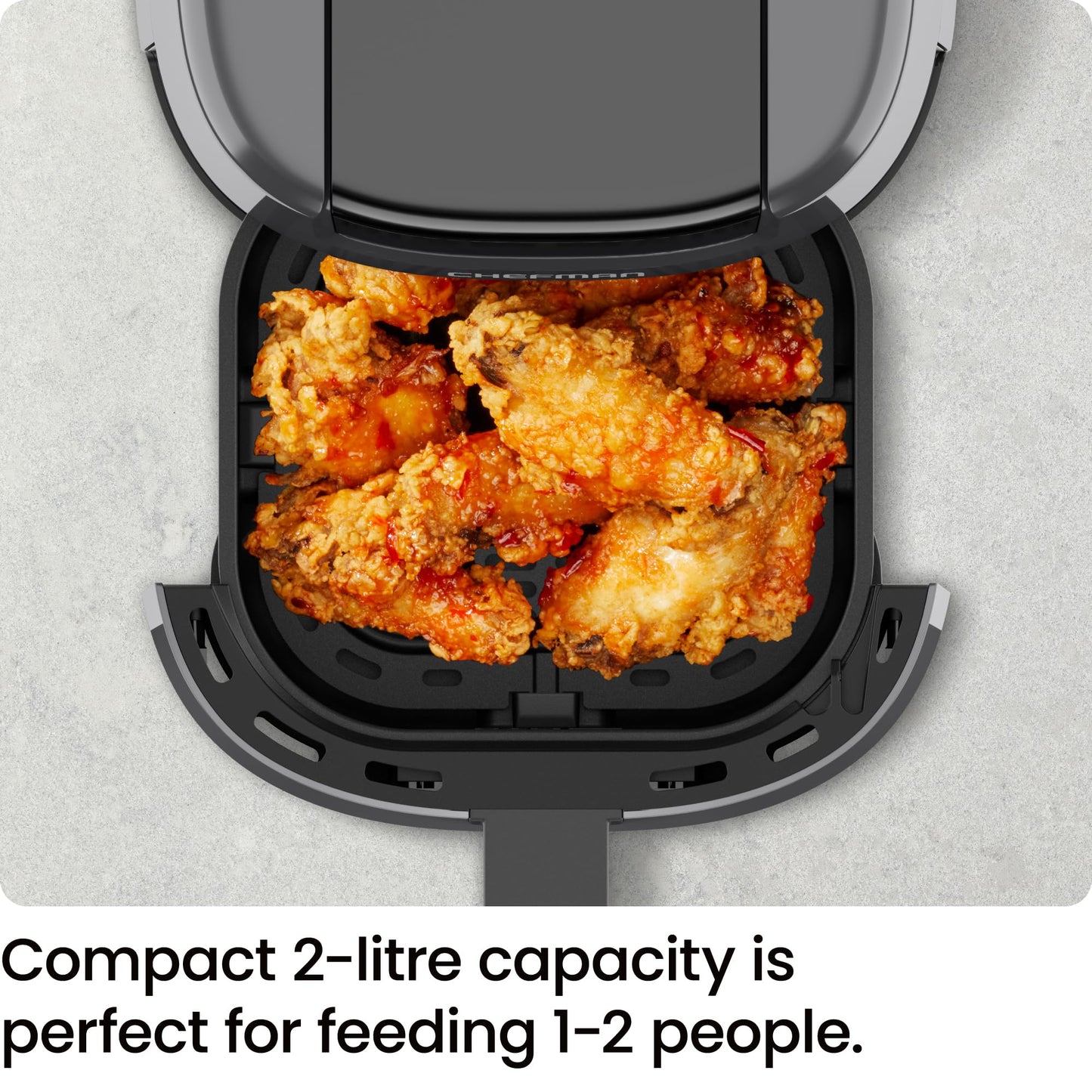 Chefman 2L Mini Air Fryer - Grey Compact Digital RJ38-2T