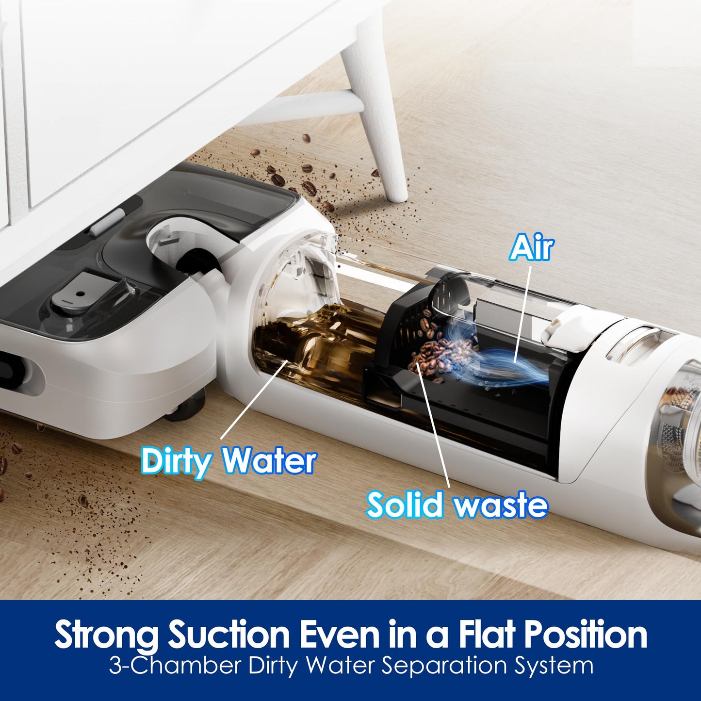 Tineco Floor ONE STRETCH S6 Cordless Wet Dry Vacuum Cleaner, 180°Lay-flat Smart Vacuum Mop, 13cm Compact Design, 70℃ Flashdry Self-Cleaning in 5min, Long Runtime, Triple-Sided Edge Cleaning