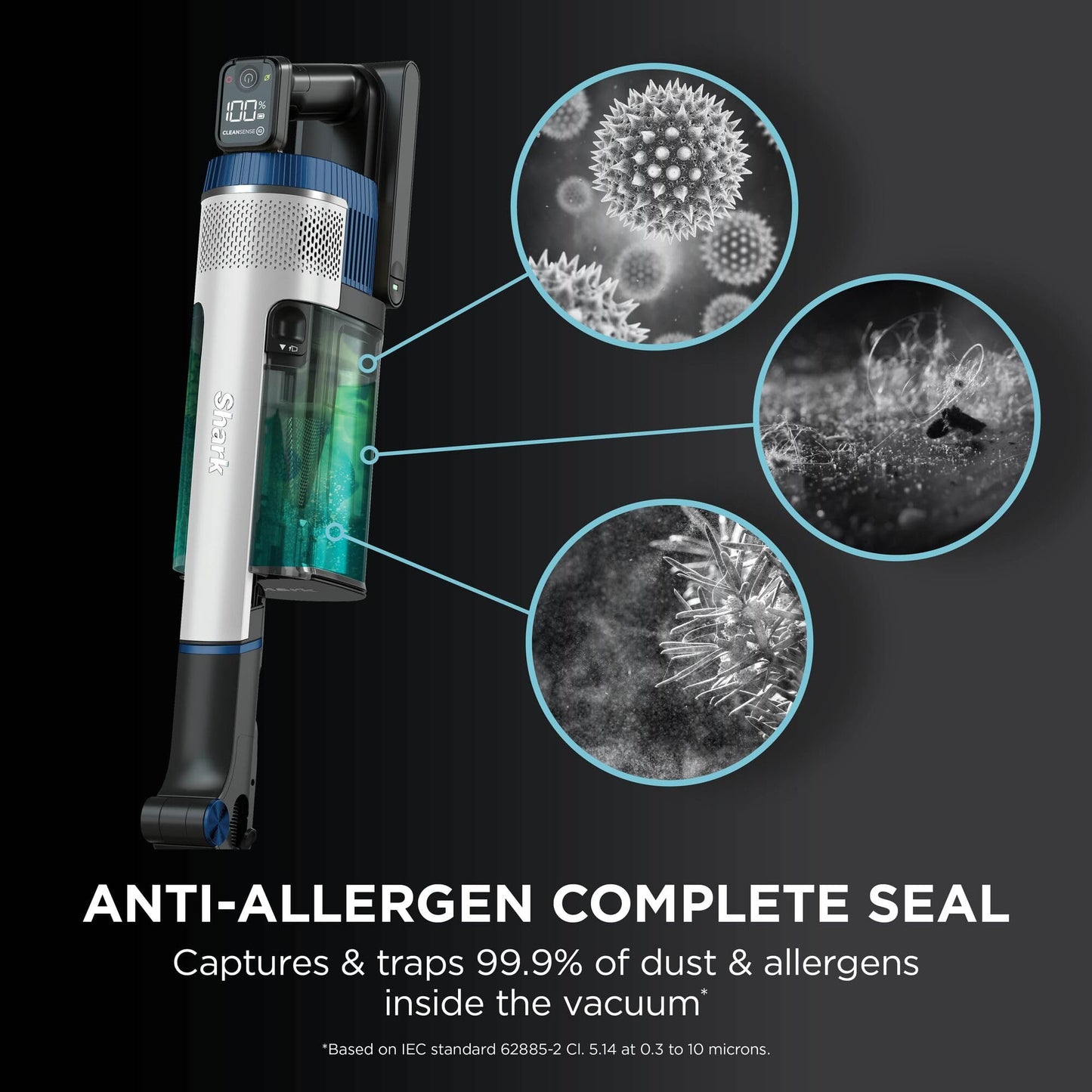 Shark Stratos Cordless Pet Pro Stick Vacuum Cleaner with Anti Hair Wrap Plus, Clean Sense IQ, DuoClean, 60min Run-Time, Removable Battery, 4 Tools, Anti-Allergen, White/Navy IZ402UKTSB