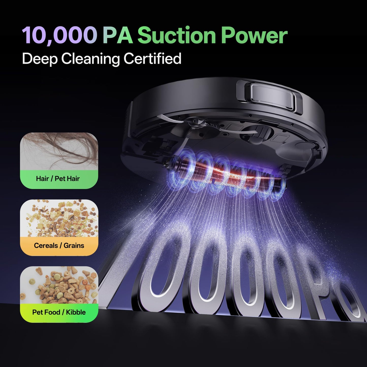 Vexilar Robot Vacuum and Mop with Multi-Cyclone Bagless Self Emptying Docking Station, 10000Pa Suction, LiDAR Navigation, 5 Maps, 180Min Runtime, Robotic Vacuum for Pet Hair, Carpet and Hard Floor