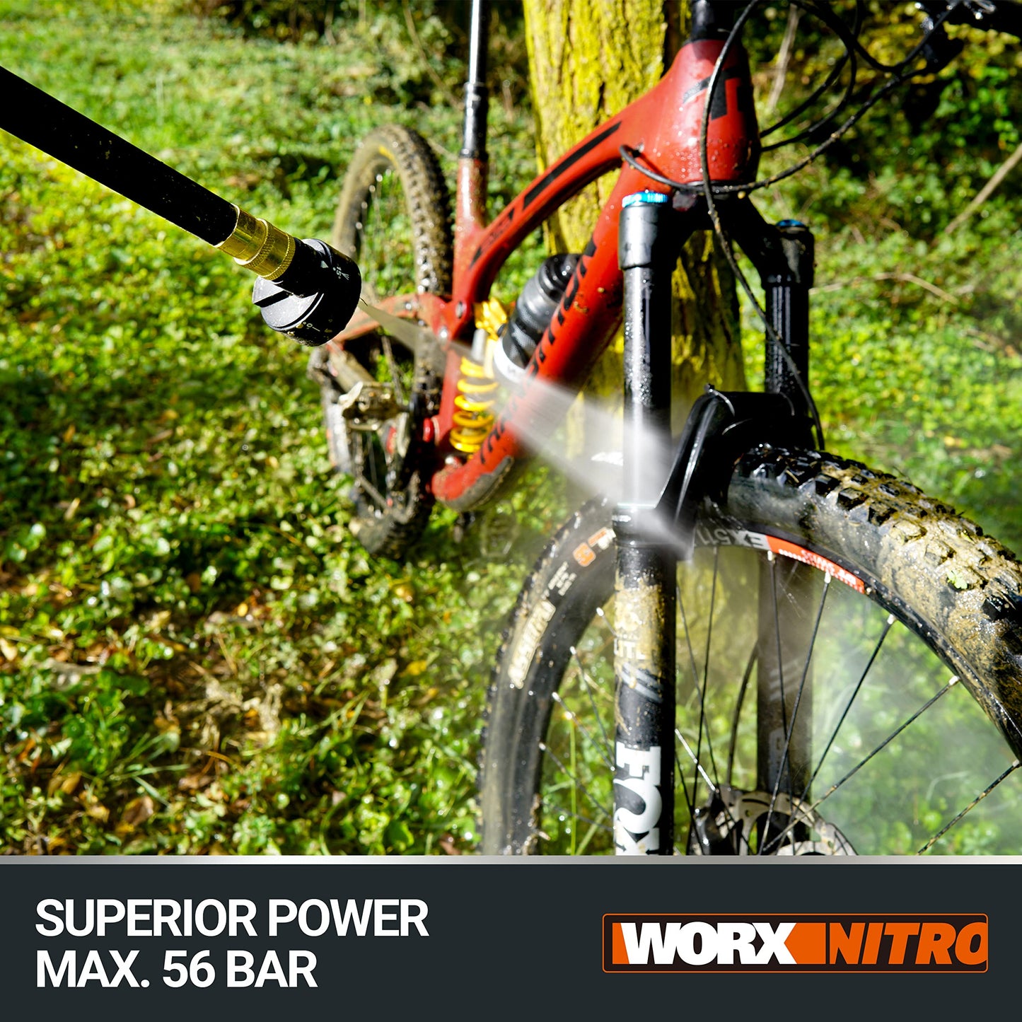 WORX Nitro HydroShot WG633E 20V High-Flow Cordless Portable Pressure Cleaner Power Washer with Brushless Motor Up to 56 Bar Pressure, IPX7 Waterproof Battery, Charger, Multi-Spray Nozzle & Accessories
