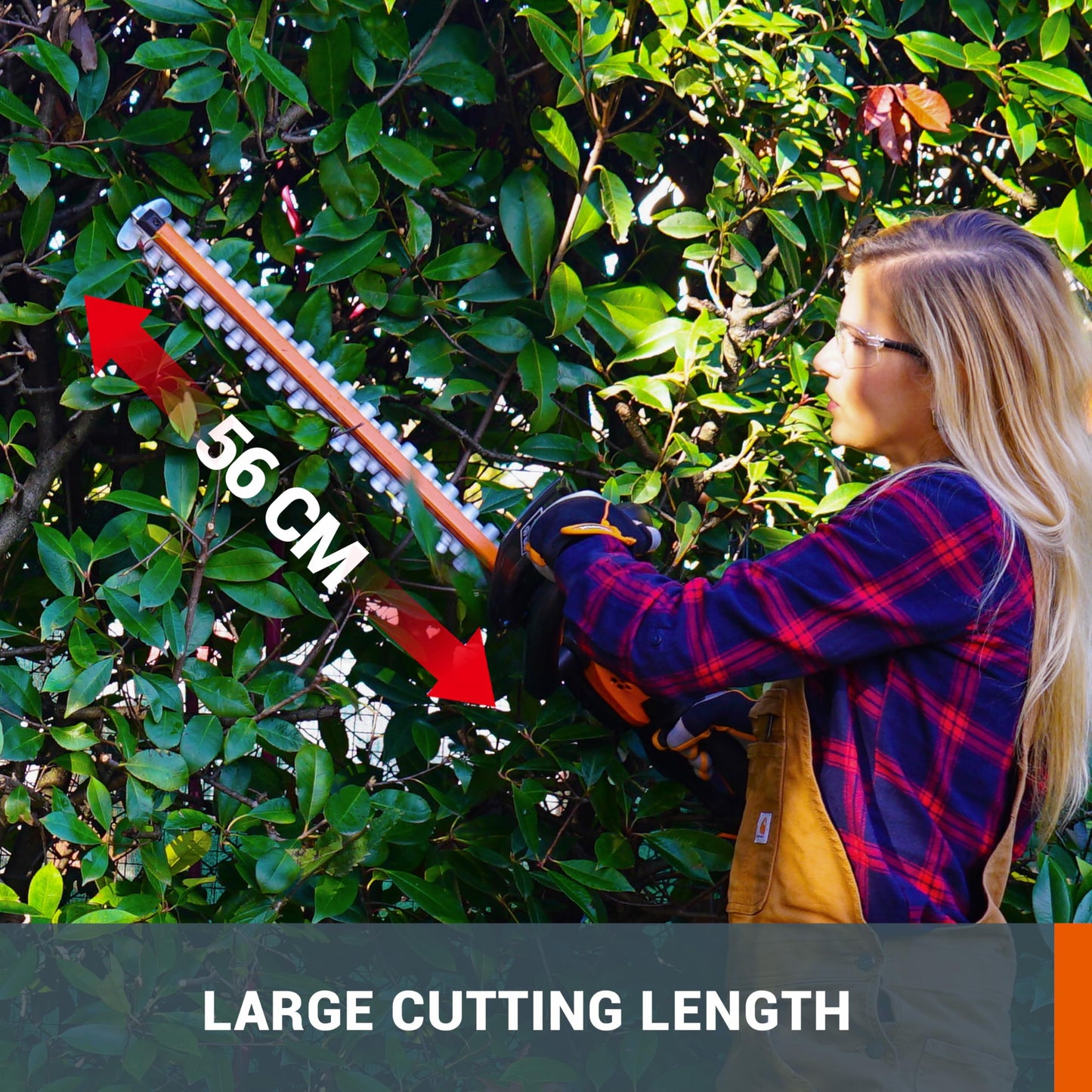 Worx WG264E 56cm 20V Cordless Hedge Trimmer with 2.0Ah Battery and Charger - Lightweight, Dual-Action Blades, Ergonomic Handle