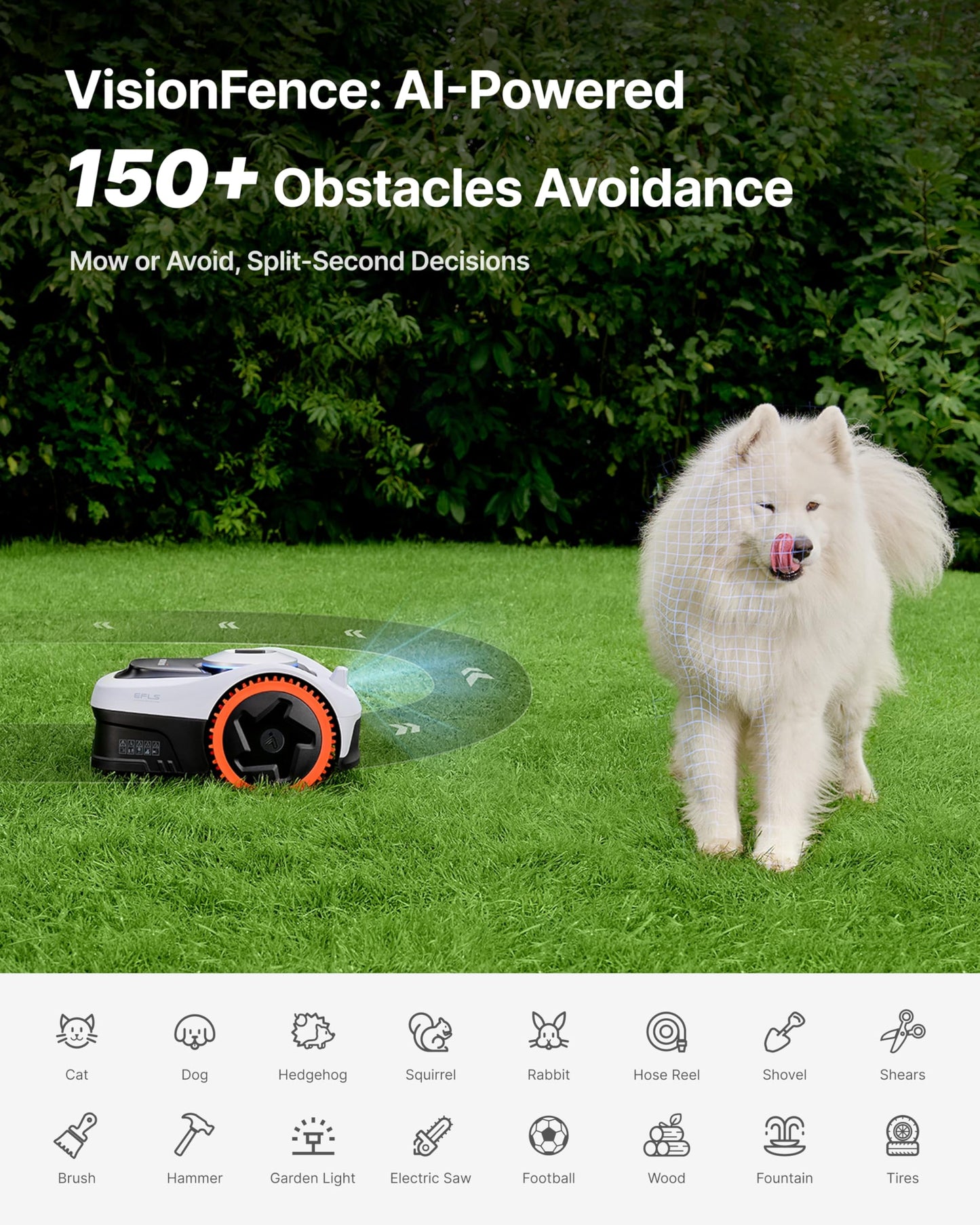 Segway Navimow i208 AWD Robot Lawn Mower without Boundary for 800 m², w/Garage S, All-Wheel-Drive for 45% Slopes, EFLS NRTK + Vision, Auto Mapping, No RTK Antenna Required (Ship Separately)
